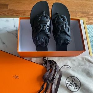 Hermes Egerie Sandals in Noir (Size EU 38)